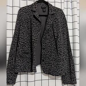 Lane Bryant Black and Gray Leopard Blazer